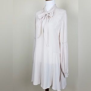 Free People Cream Tunic Dress Neck Tie Detail S